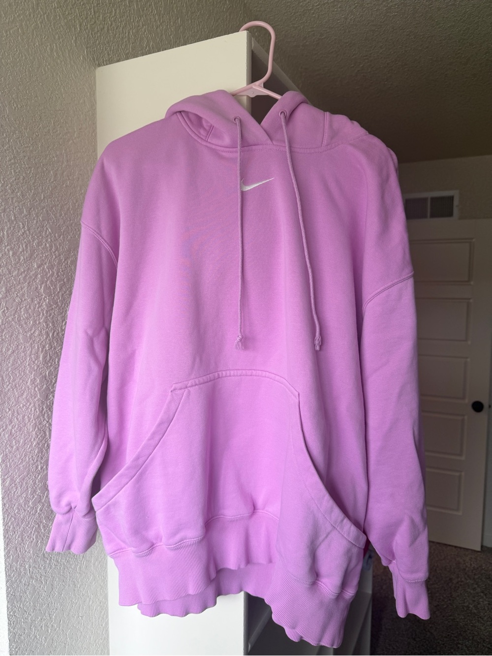 Nike Pink Lavender Hooded Sweatshirt with Black Swoosh Tag